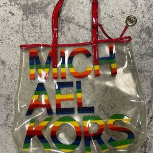Michael Kors Transparent Tote with Red Handles